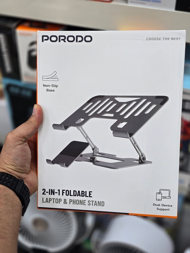 پایه و استند ۲ کاره لپتاپ و گوشی مدلPDHSM09برند Porodo