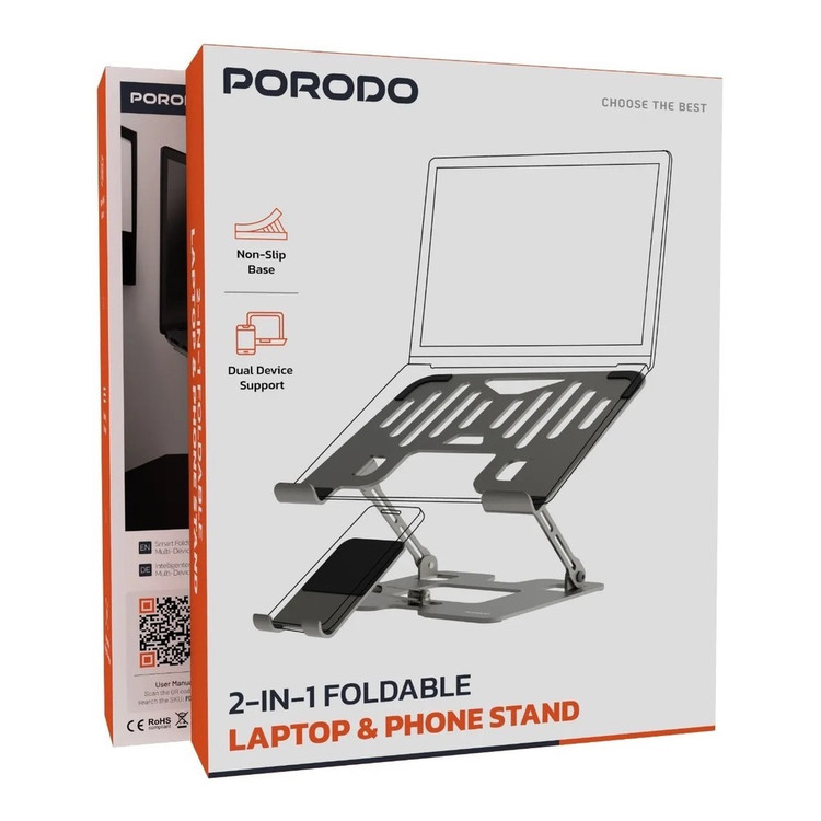 پایه و استند ۲ کاره لپتاپ و گوشی مدلPDHSM09برند Porodo